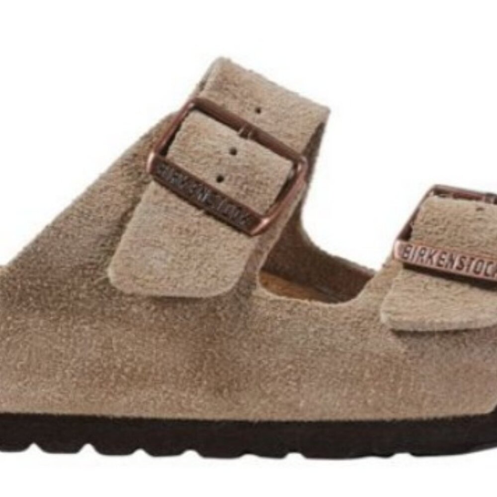 BIRKENSTOCK Women’s Size 39 / 8-8.5 Arizona Taupe Suede 2 Strap Cork Sandals - Picture 6 of 15